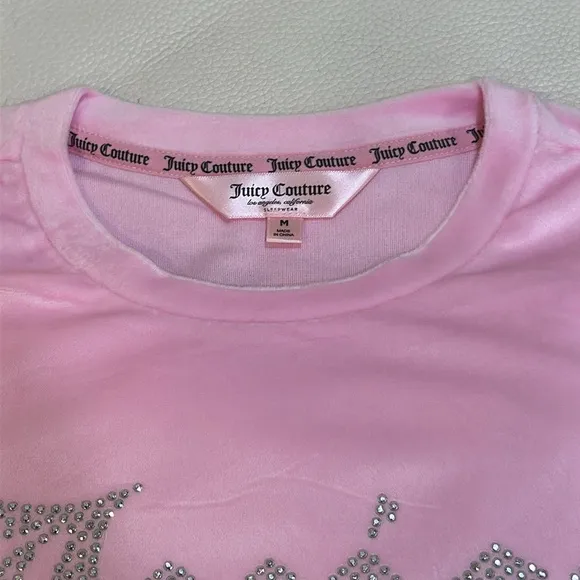 NWT JUICY COUTURE 2pc Velvet Lounge Set With Rhinestone Details in Pink Floral