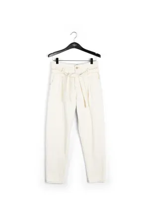 Off-white belted carrot-shaped high-rise jeans
