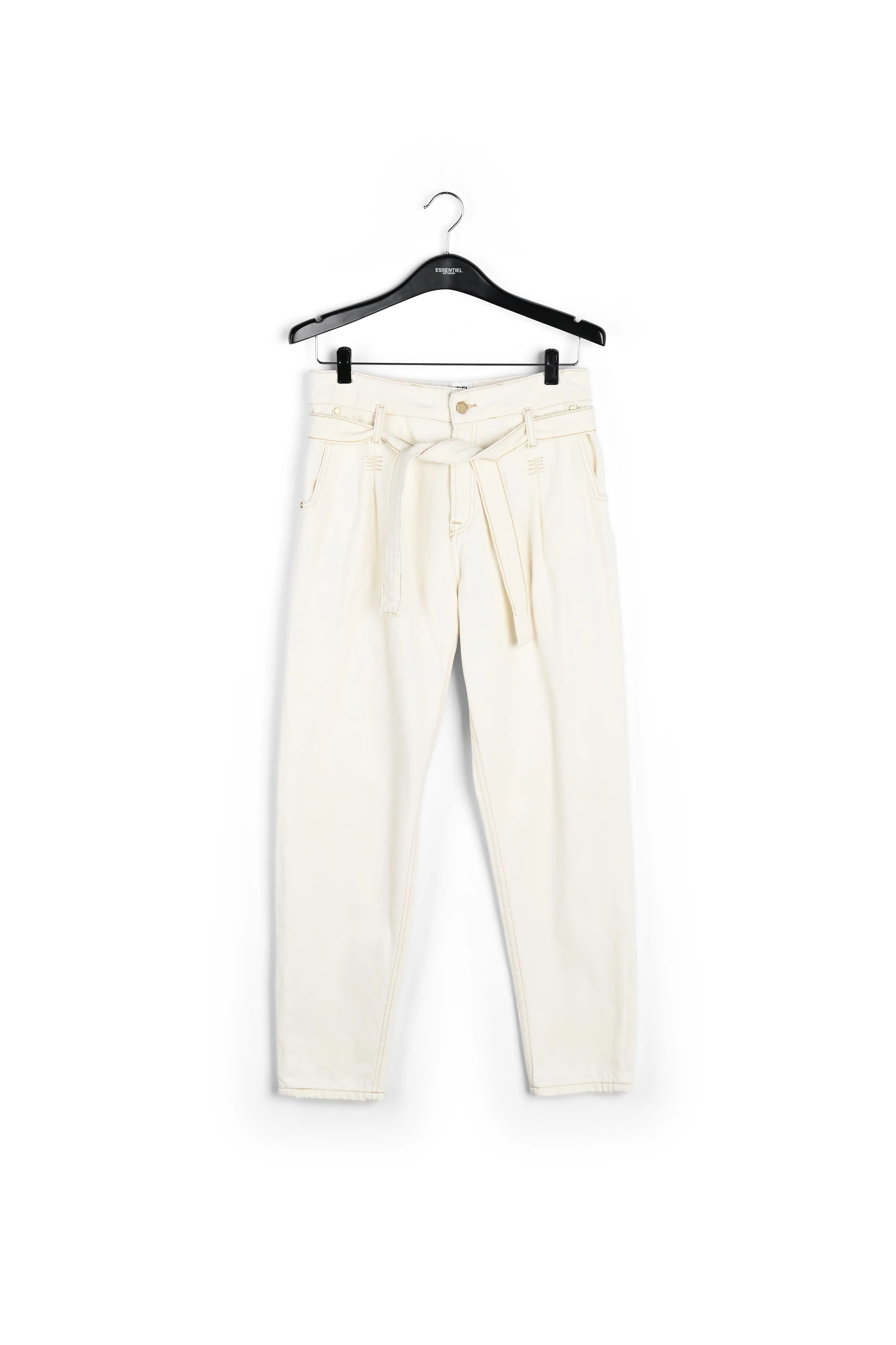 Off-white belted carrot-shaped high-rise jeans
