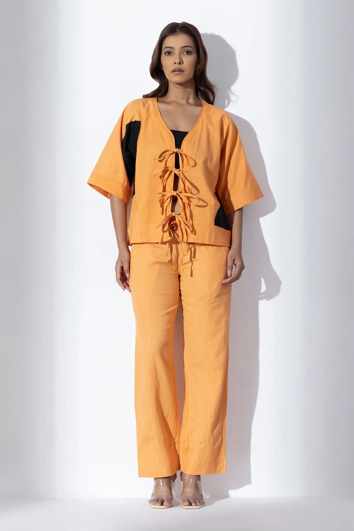 Orange Applique Work Co-ord Set
