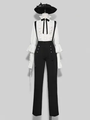 Ouji Lolita Blouses Ruffles Bows Long Sleeves Lolita Top Blouse White Lolita Shirt