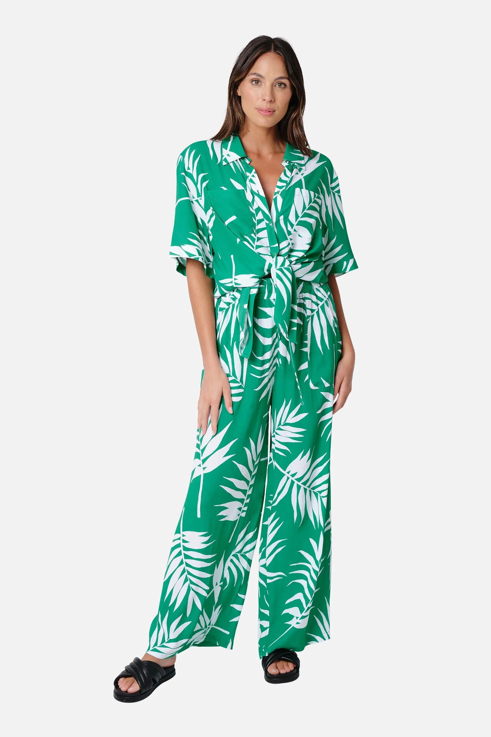Palazzo Pants PALM SILHOUETTE GREEN