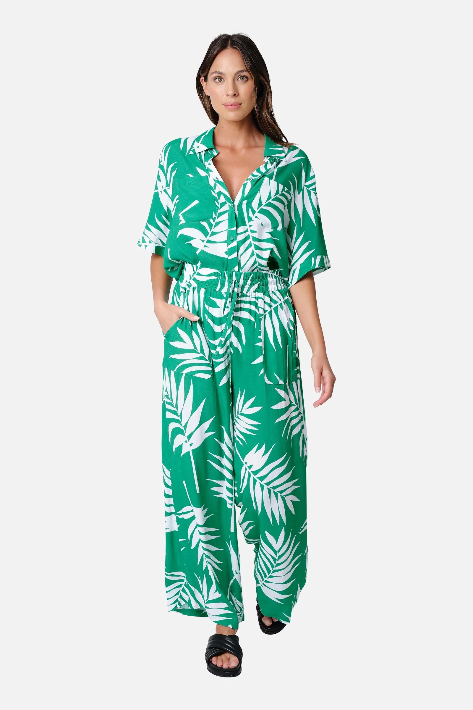 Palazzo Pants PALM SILHOUETTE GREEN