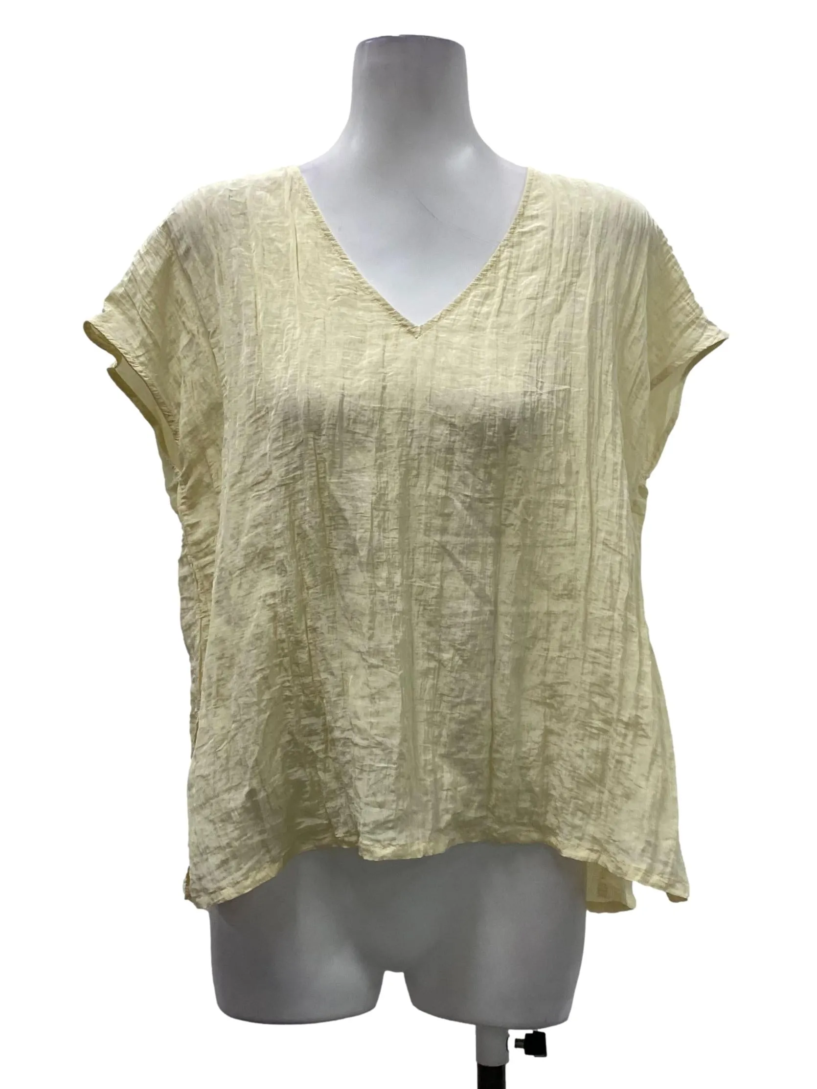 Pale Yellow V-Neck Top OSN
