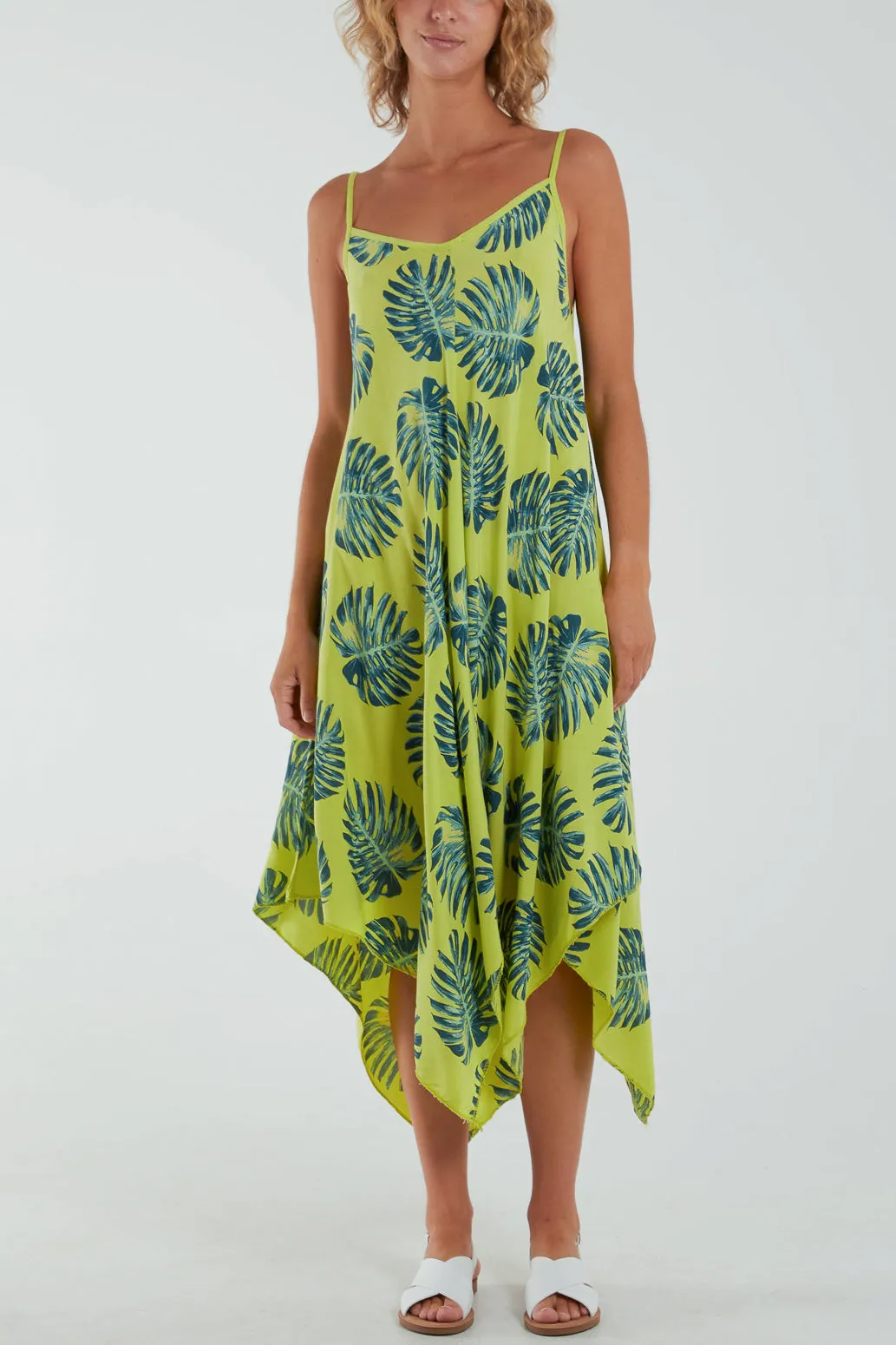 Palm Leaves Hanky Hem Cami Dress