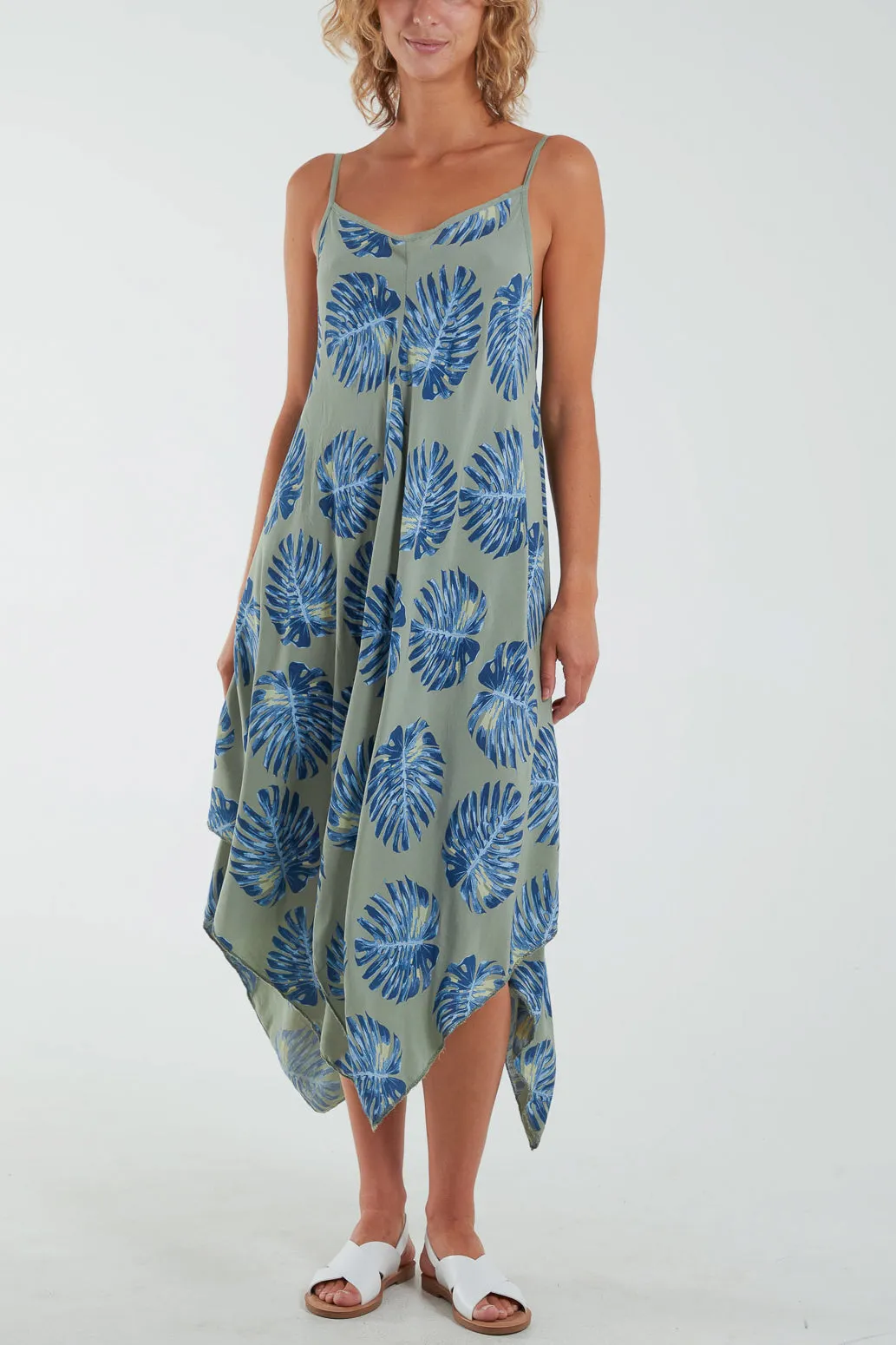 Palm Leaves Hanky Hem Cami Dress