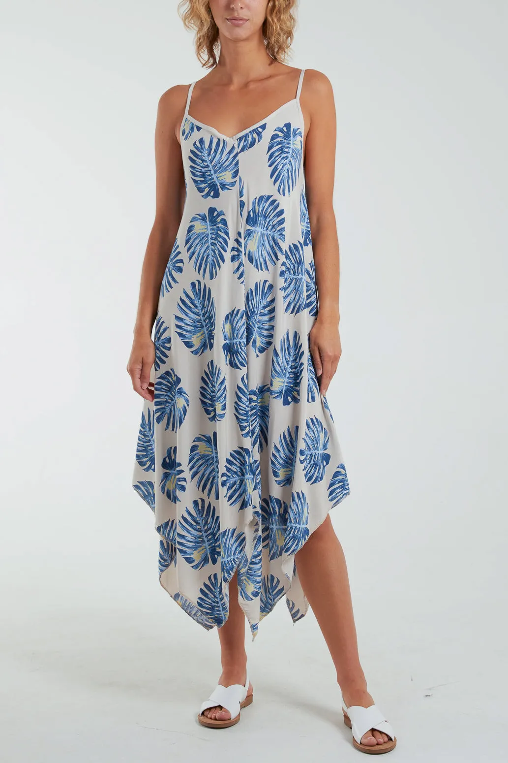 Palm Leaves Hanky Hem Cami Dress