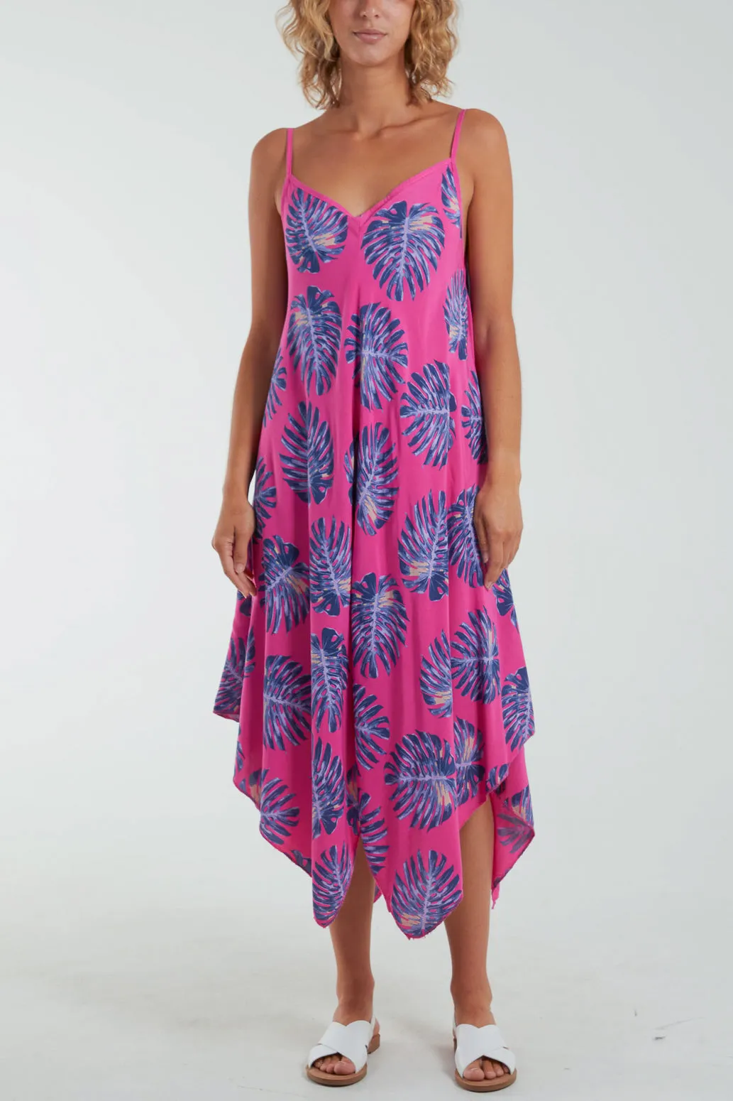 Palm Leaves Hanky Hem Cami Dress