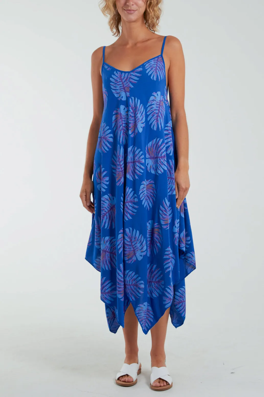 Palm Leaves Hanky Hem Cami Dress