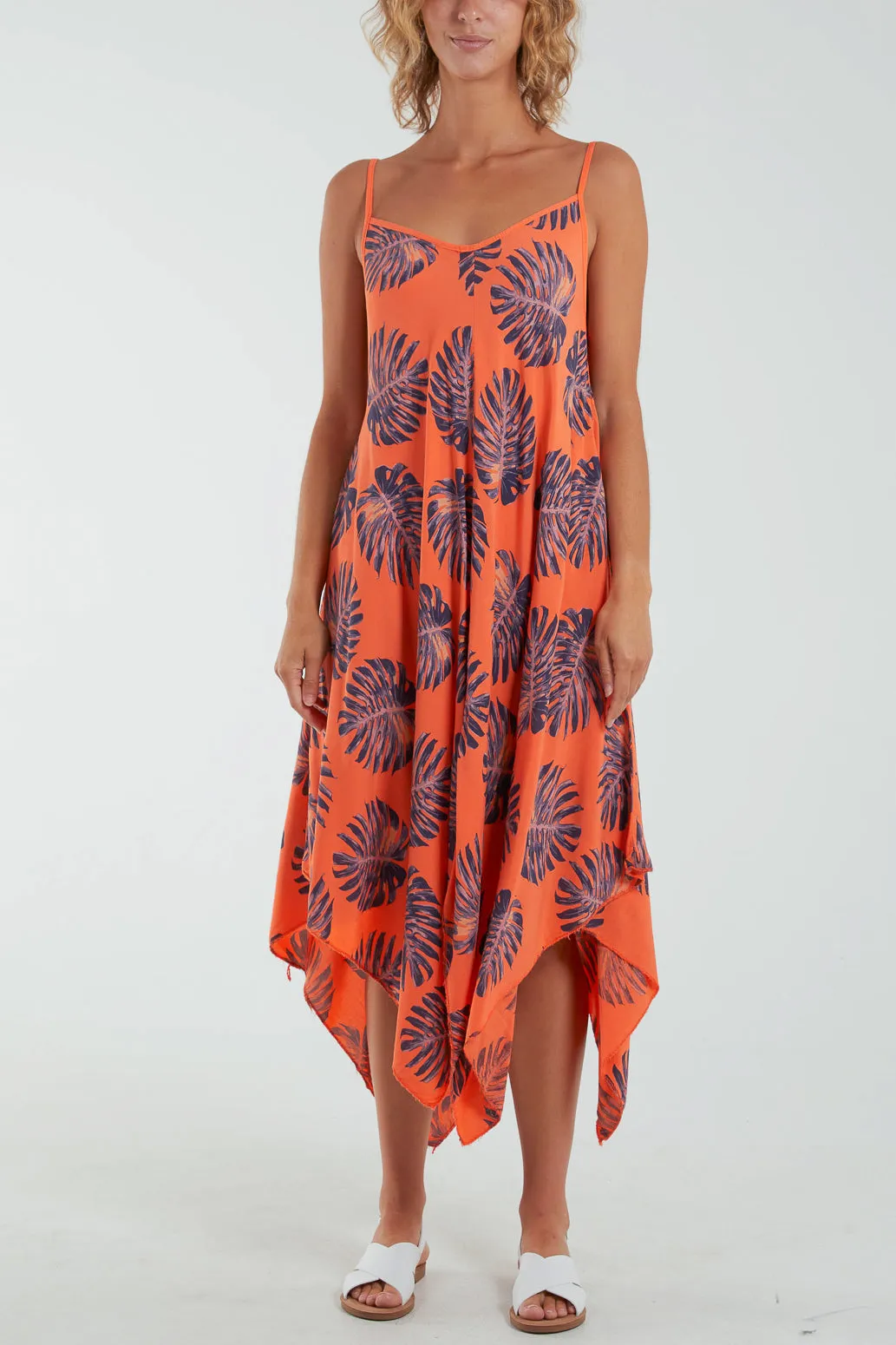Palm Leaves Hanky Hem Cami Dress