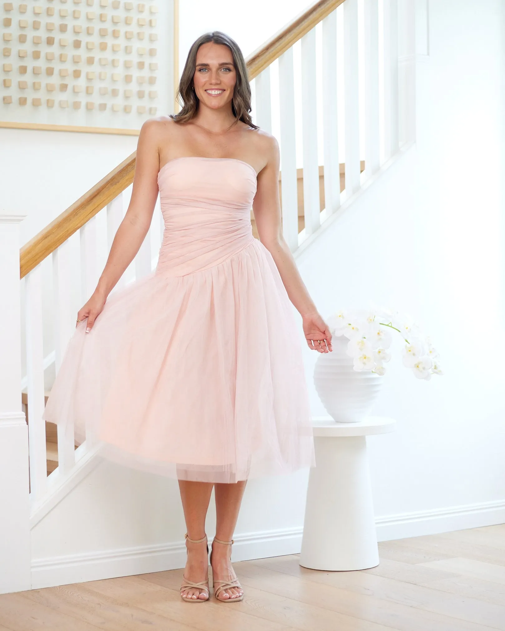 Palmero Strapless Midi Dress -Pink
