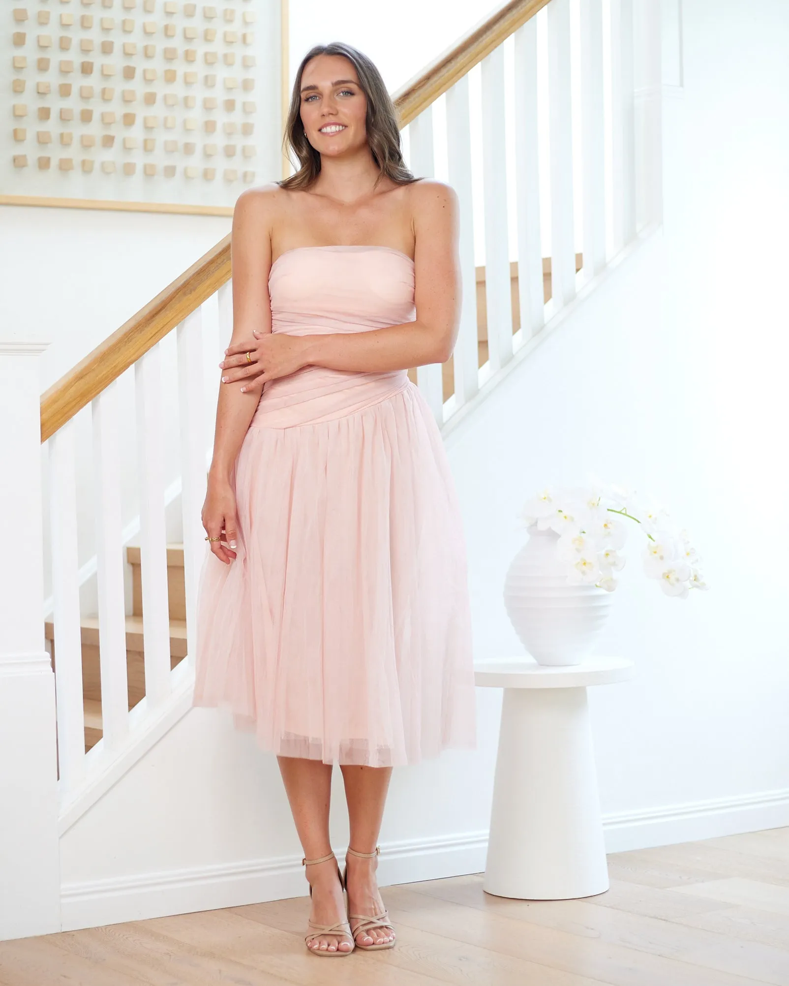 Palmero Strapless Midi Dress -Pink