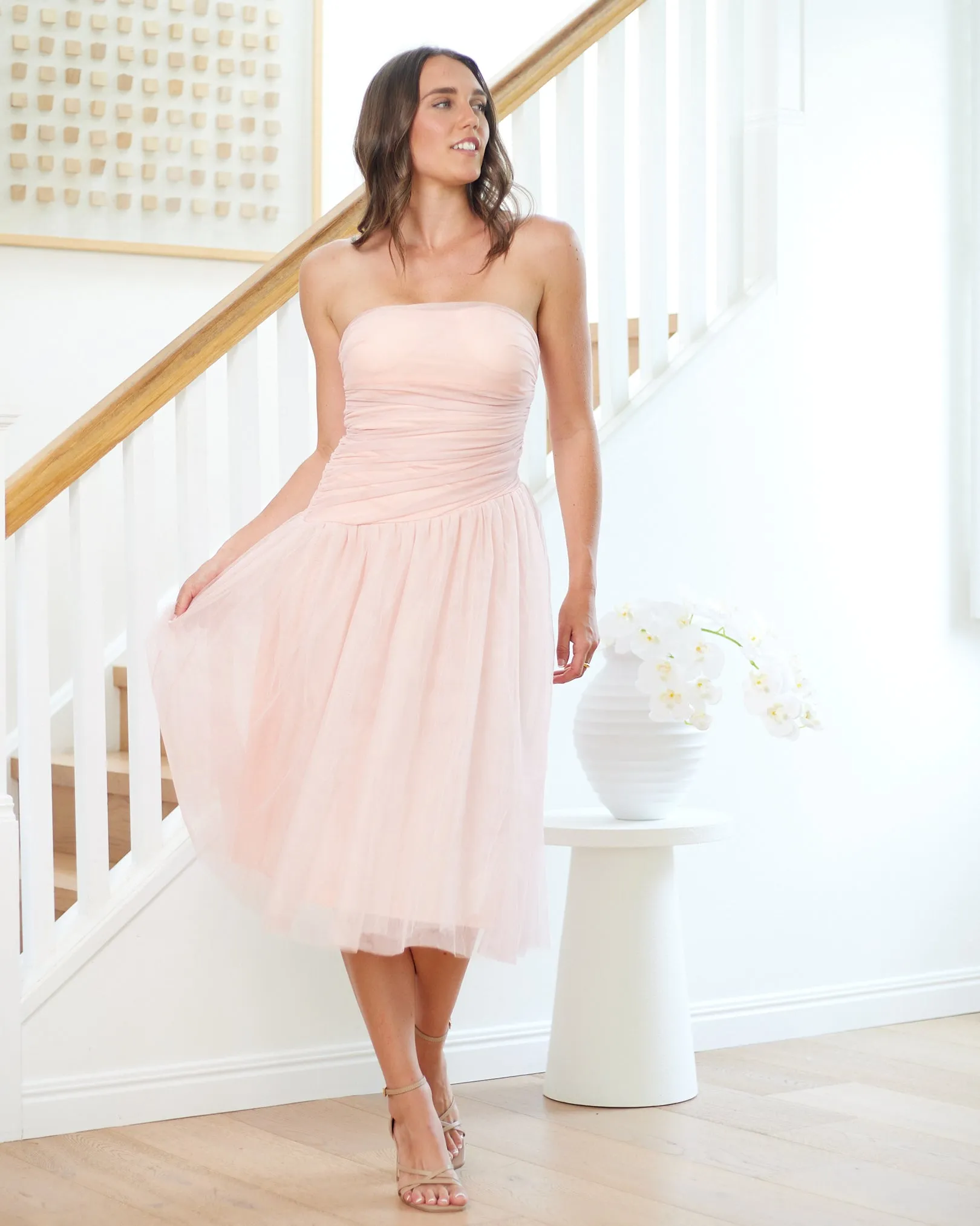 Palmero Strapless Midi Dress -Pink
