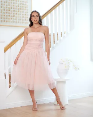 Palmero Strapless Midi Dress -Pink