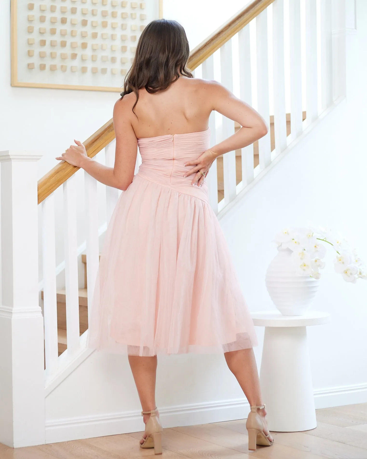 Palmero Strapless Midi Dress -Pink
