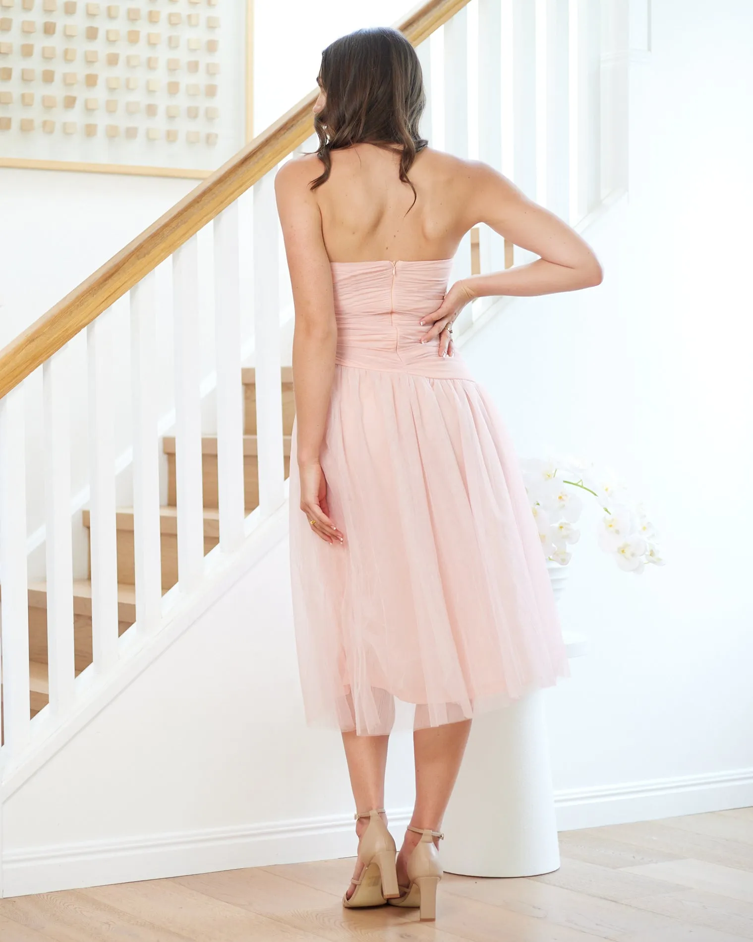 Palmero Strapless Midi Dress -Pink
