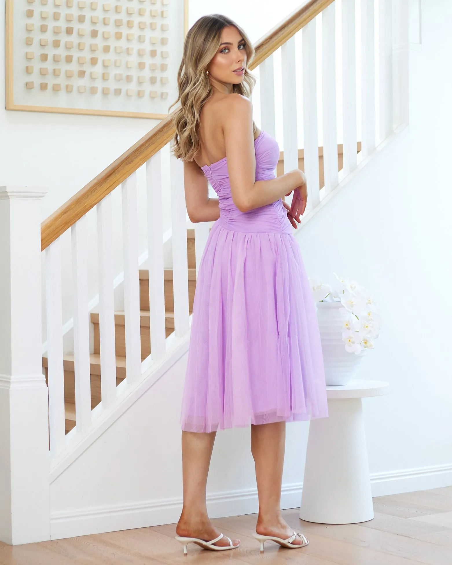 Palmero Strapless Midi Dress - Purple