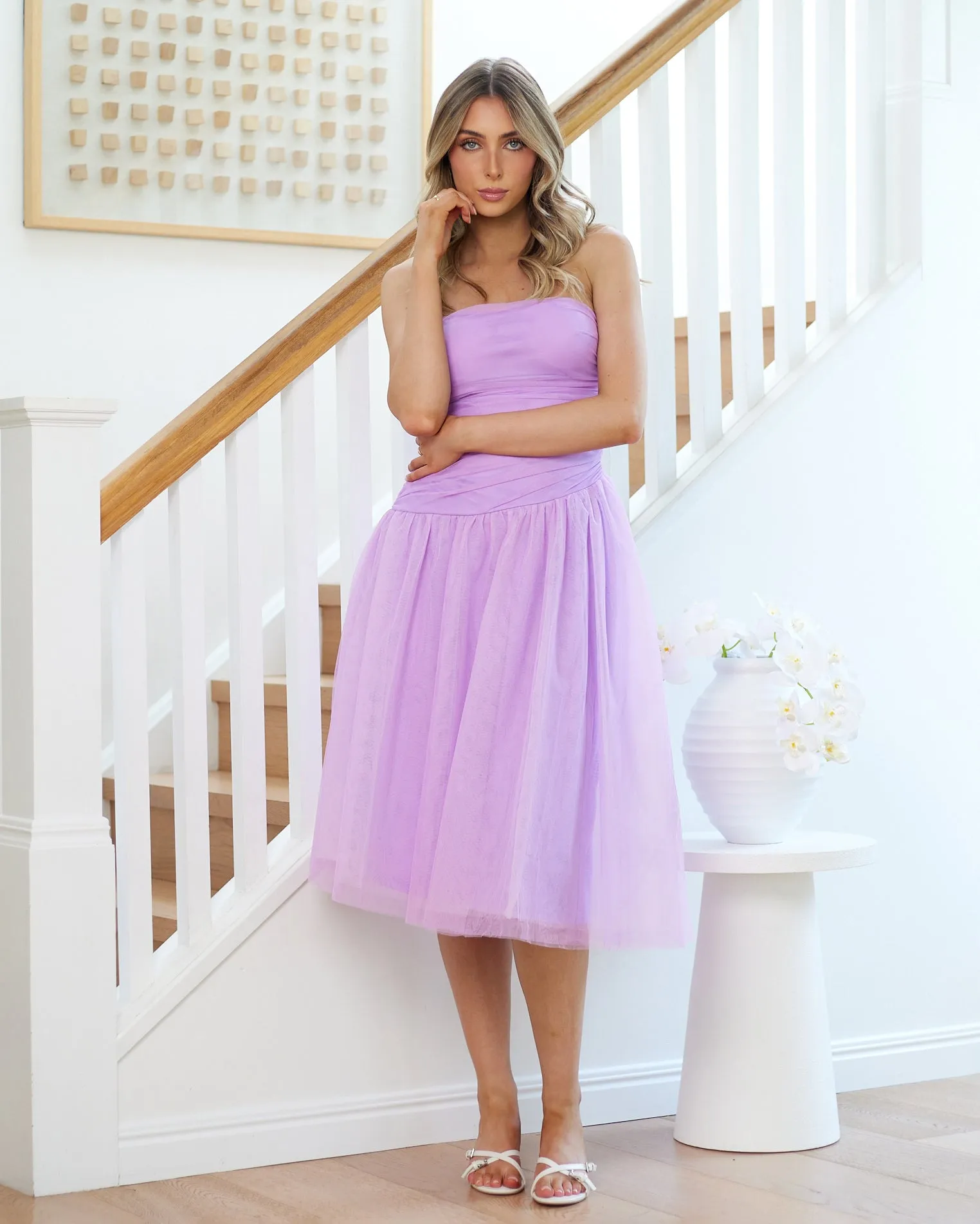 Palmero Strapless Midi Dress - Purple