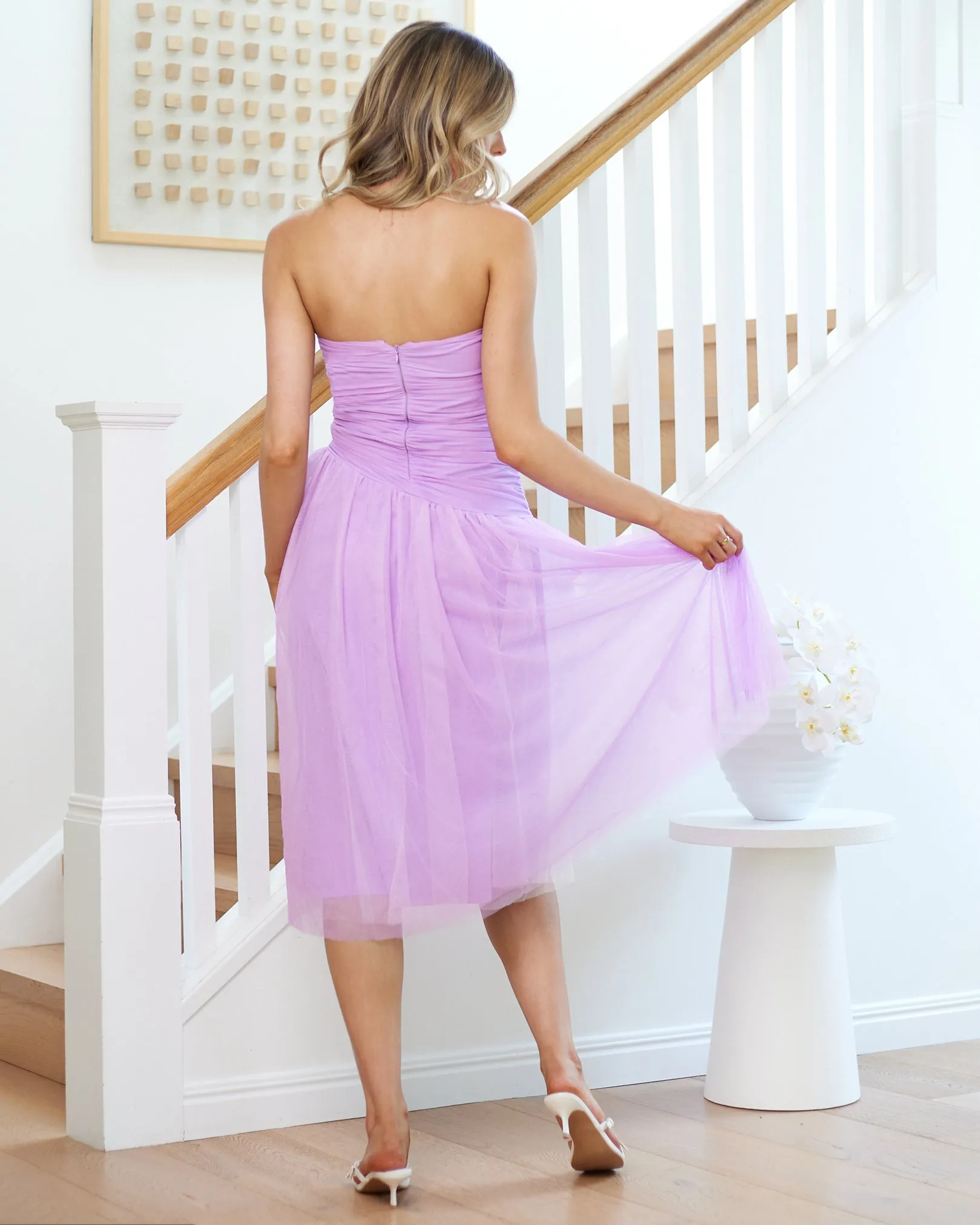 Palmero Strapless Midi Dress - Purple