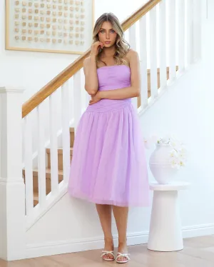 Palmero Strapless Midi Dress - Purple
