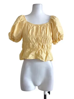Pastel Yellow Puff Sleeves Blouse