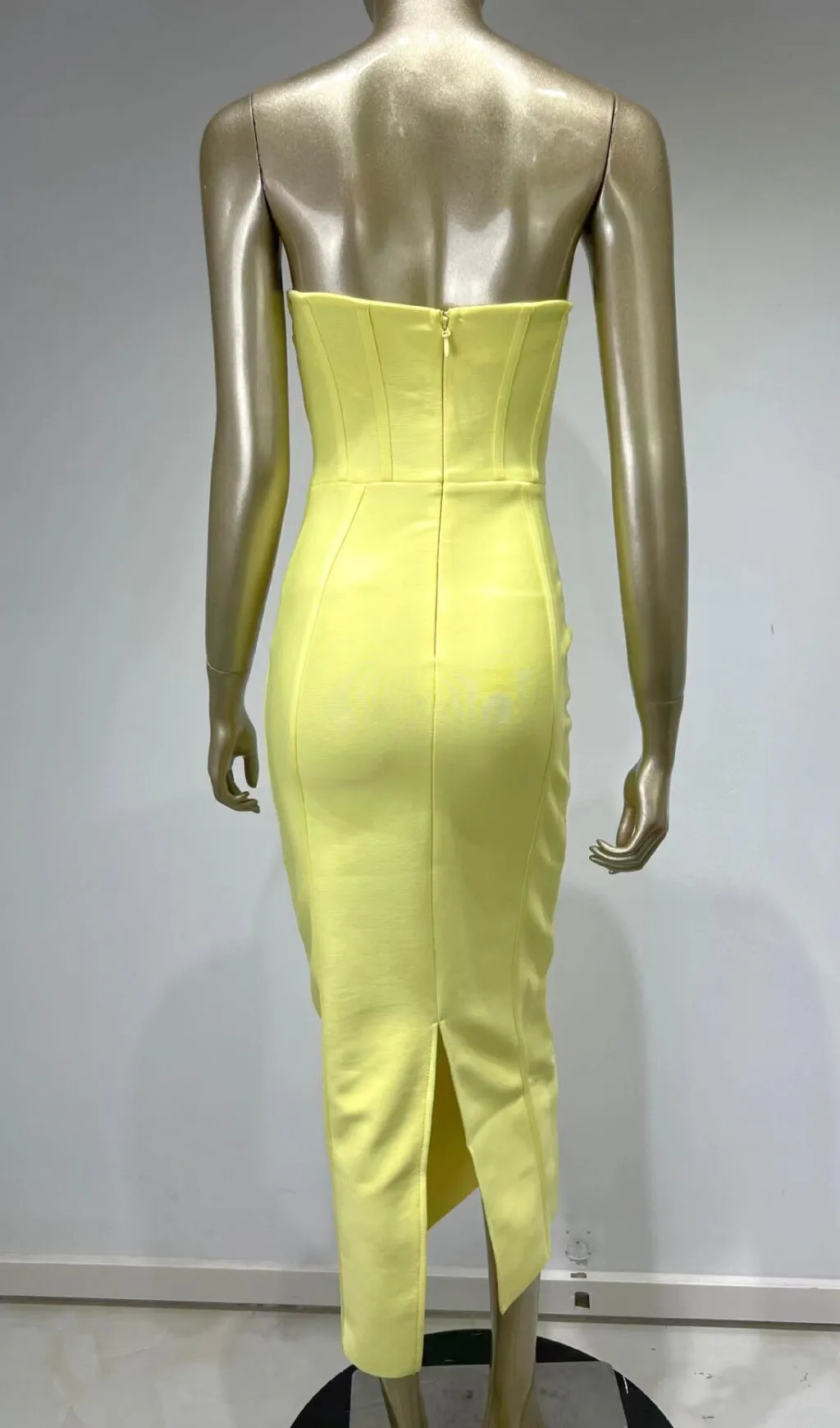 PATCHWORK STRAPLESS BANDAGE DRESS