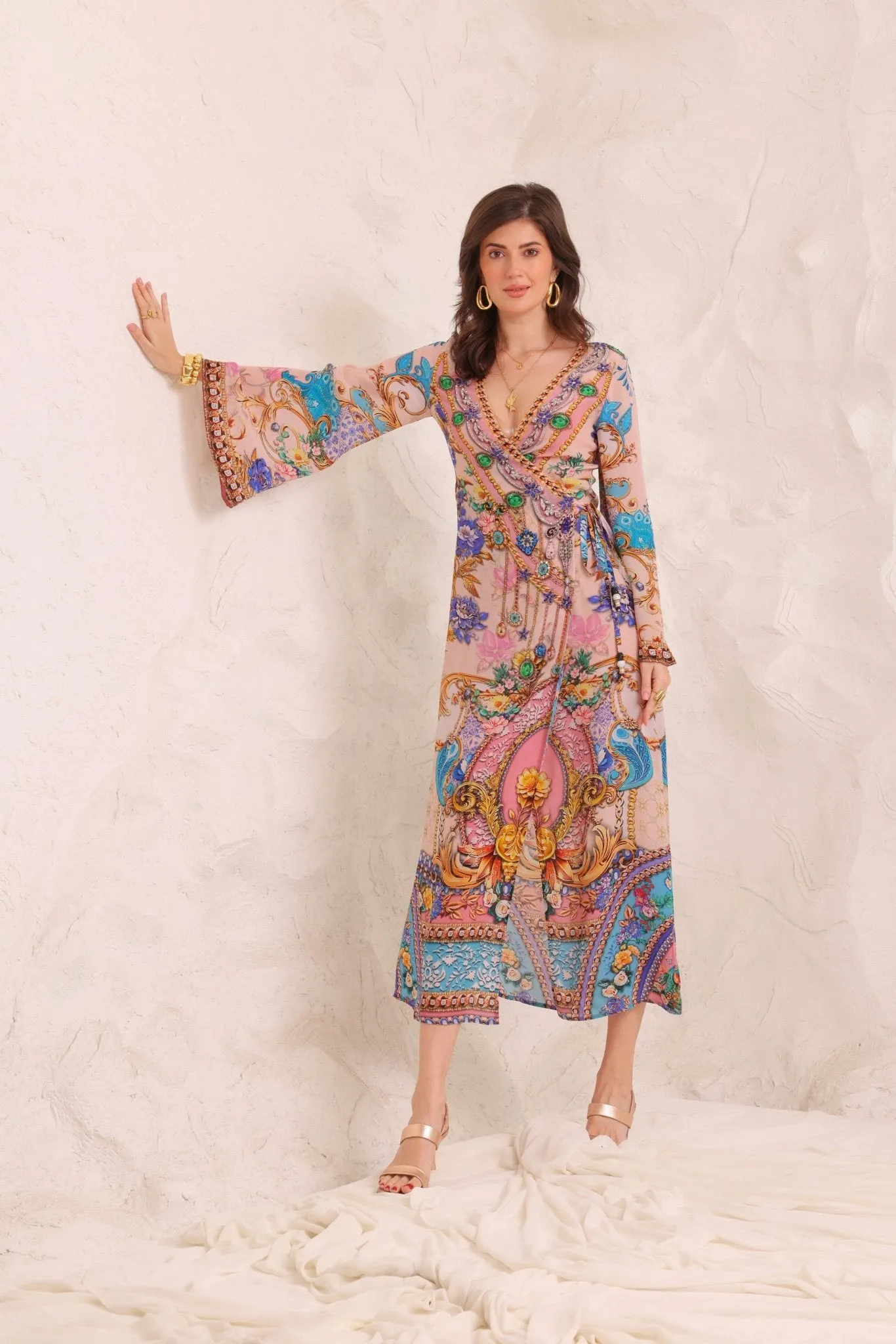Peacock Dreams Wrap Dress