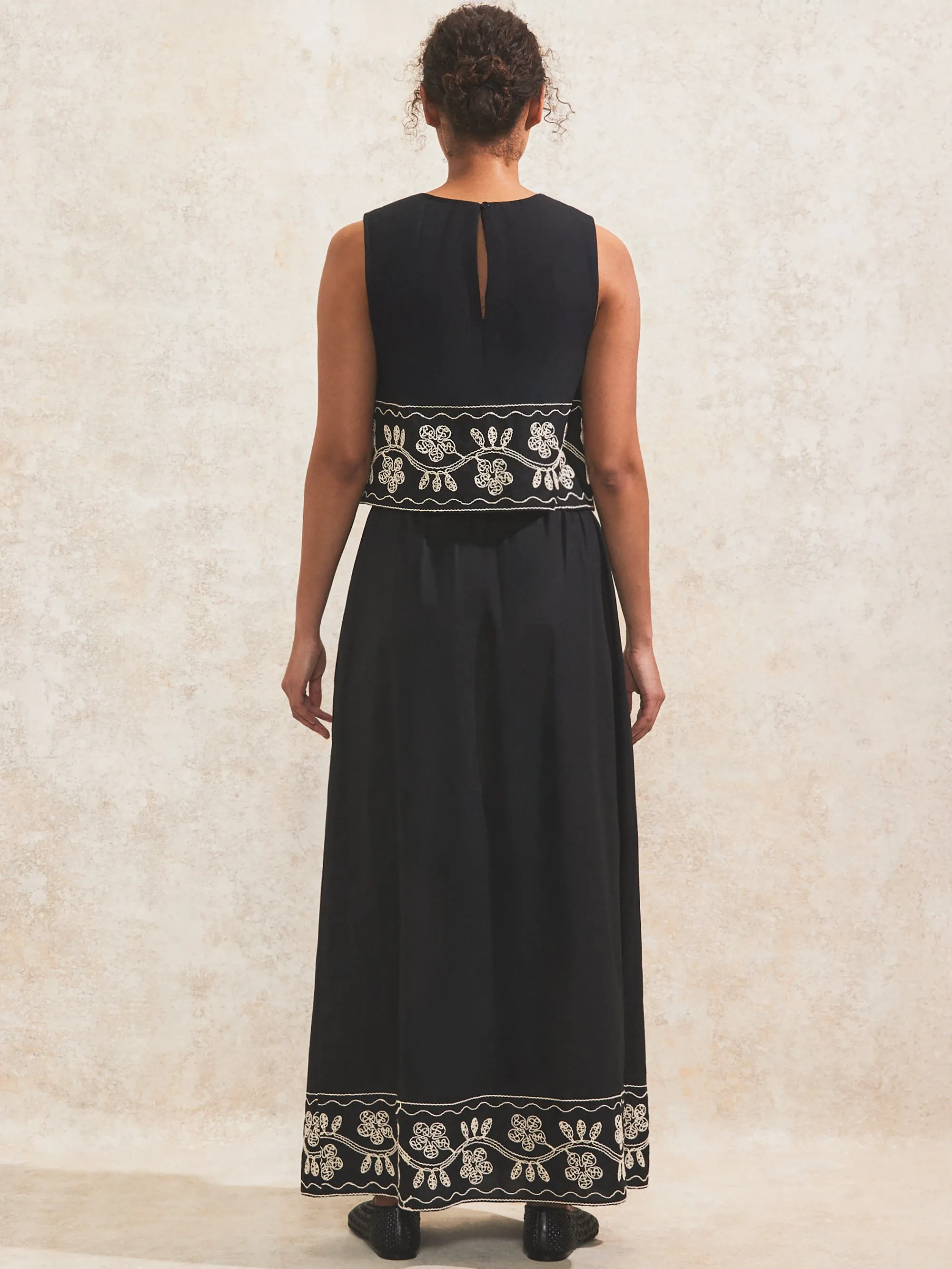 Petite Black Embroidered Maxi Skirt
