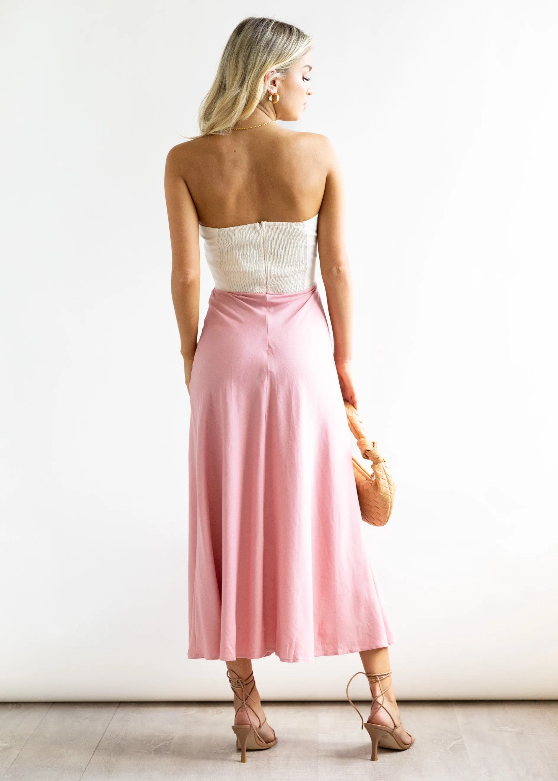 Pheonix Strapless Midi Dress - Blush