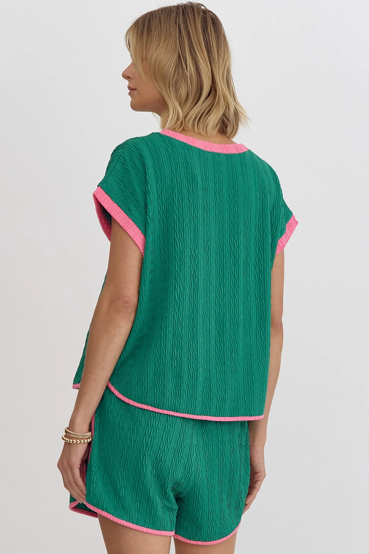 Pink & Green Preppy Top