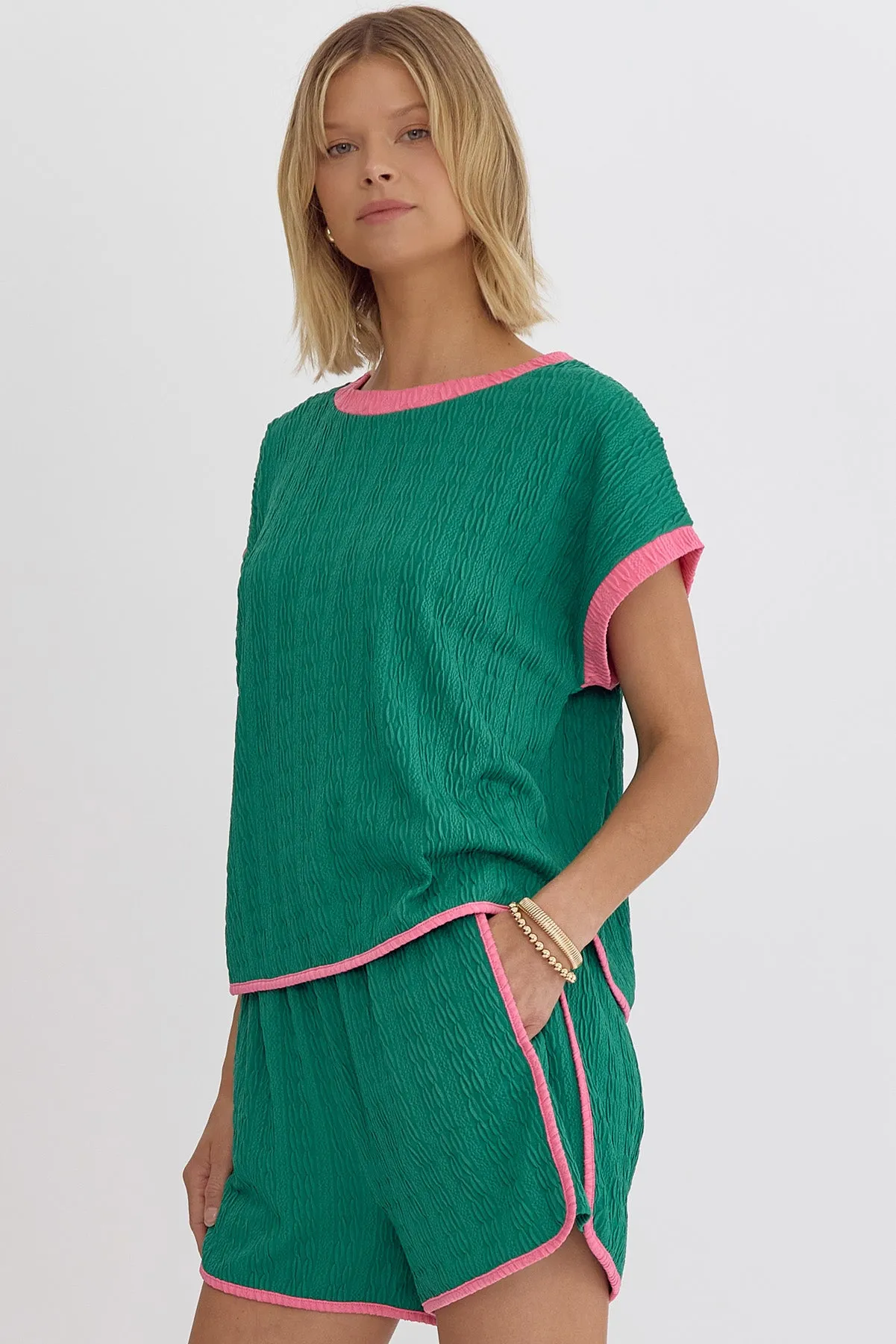 Pink & Green Preppy Top