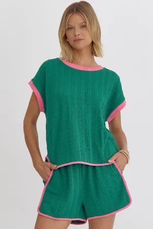 Pink & Green Preppy Top