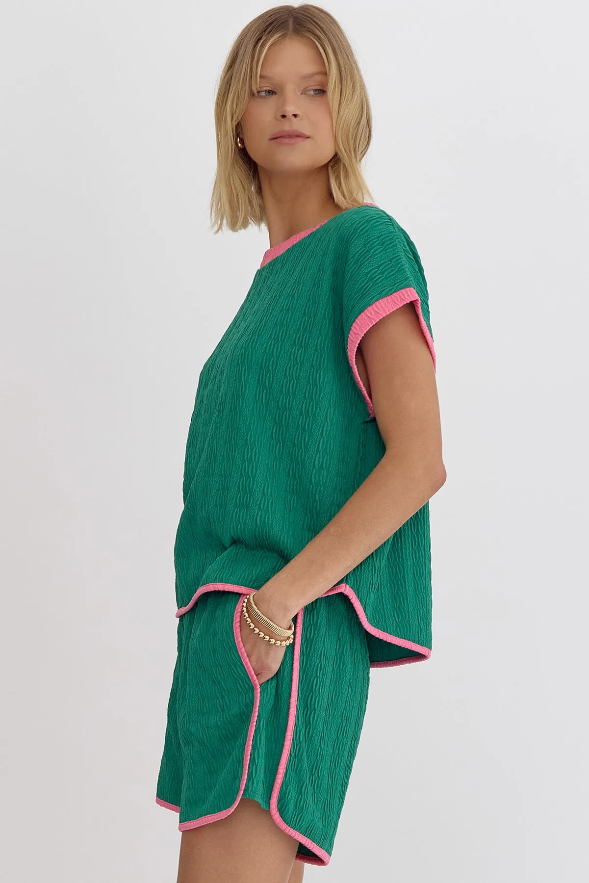 Pink & Green Preppy Top