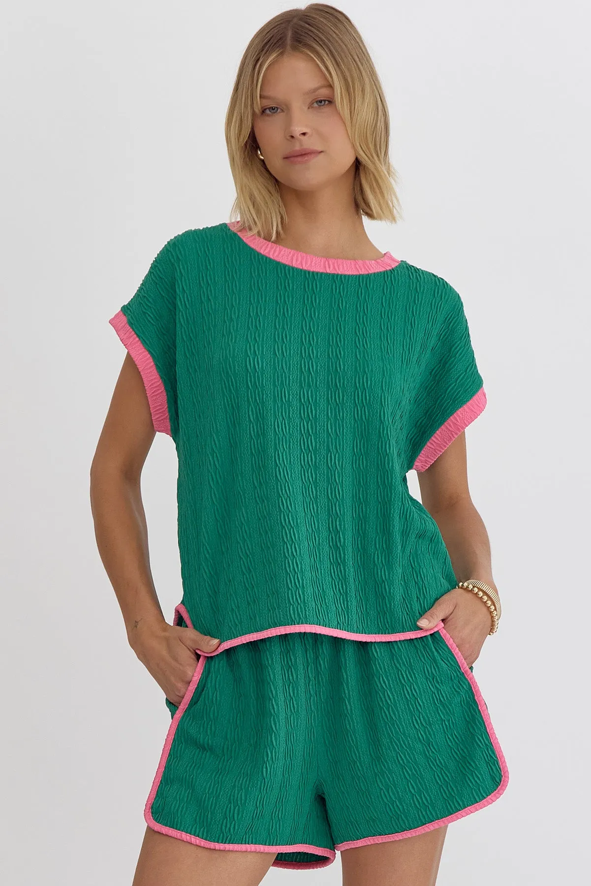 Pink & Green Preppy Top