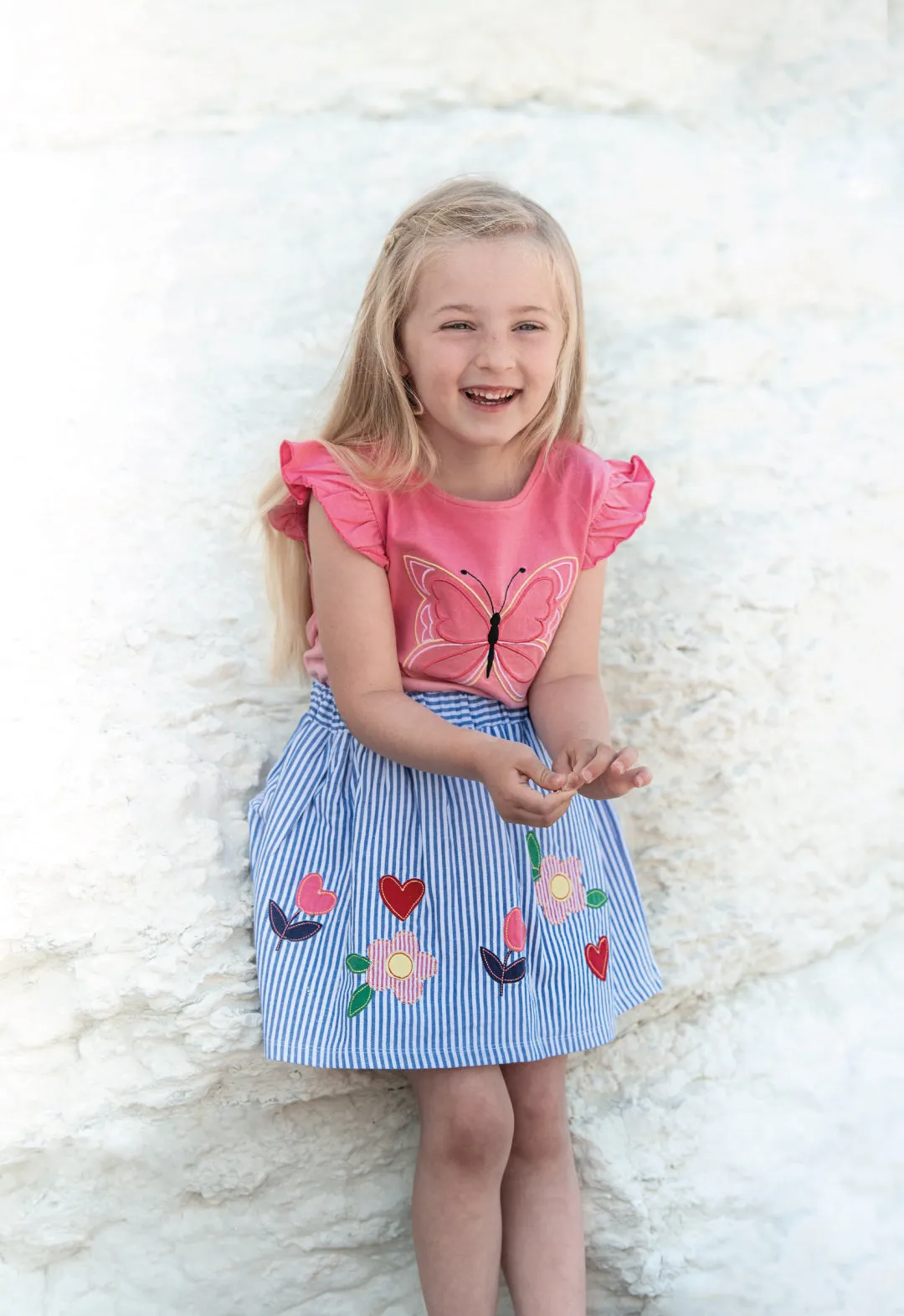 Pink Butterfly Print Top