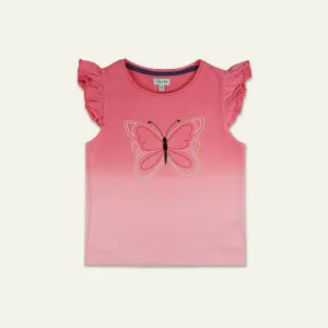 Pink Butterfly Print Top