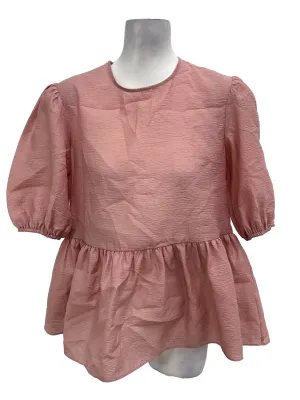 Pink Crinkle Puff Sleeve Top OSN