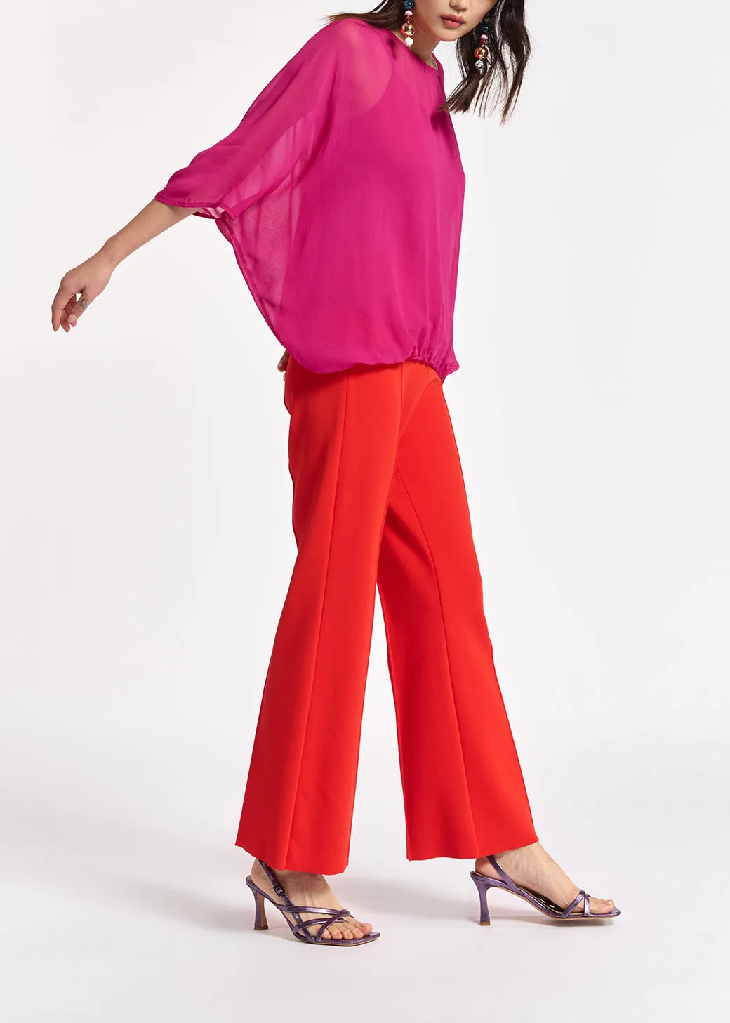 Pink voluminous sheer top