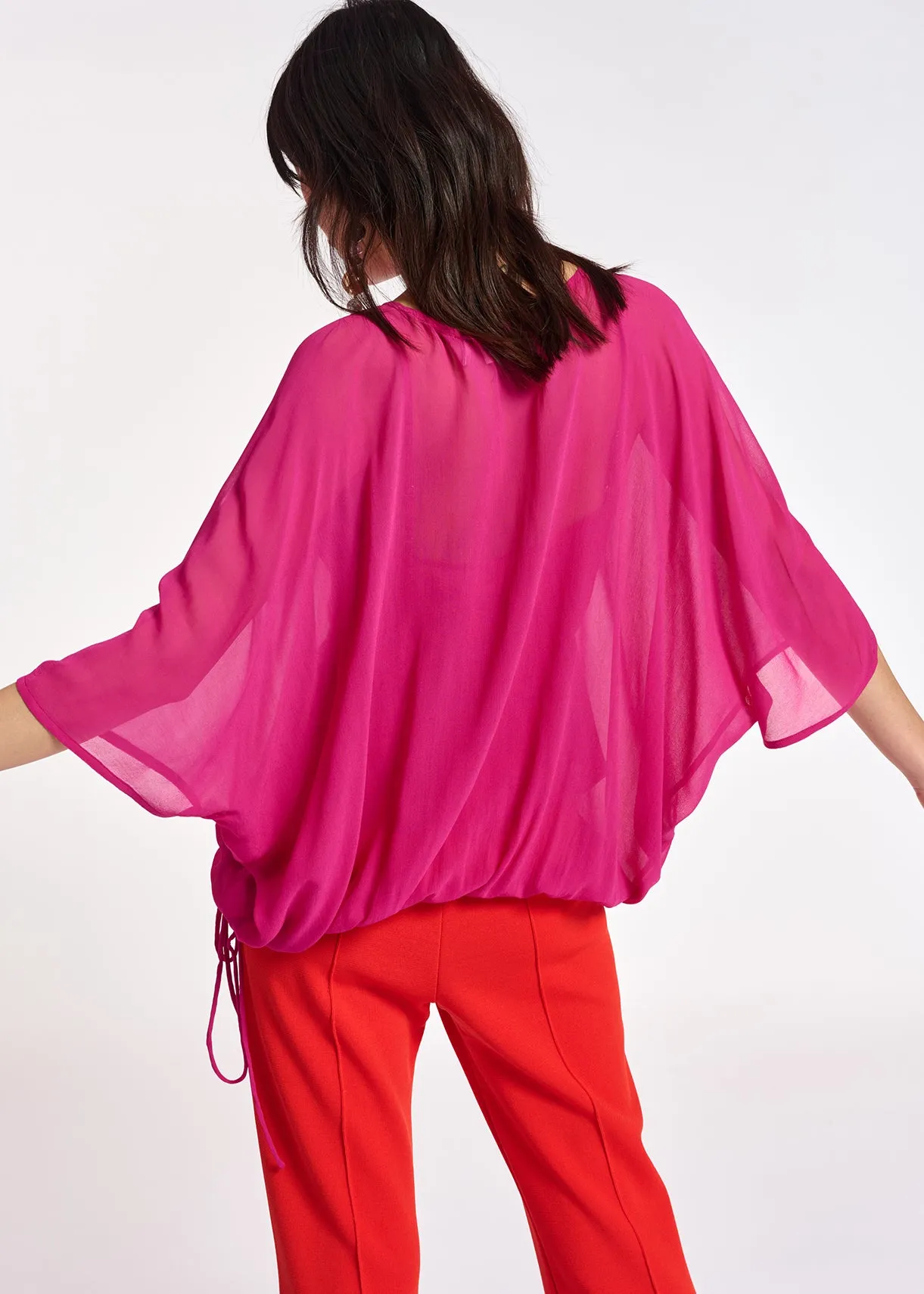 Pink voluminous sheer top