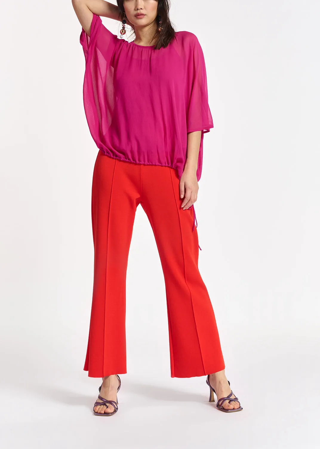 Pink voluminous sheer top