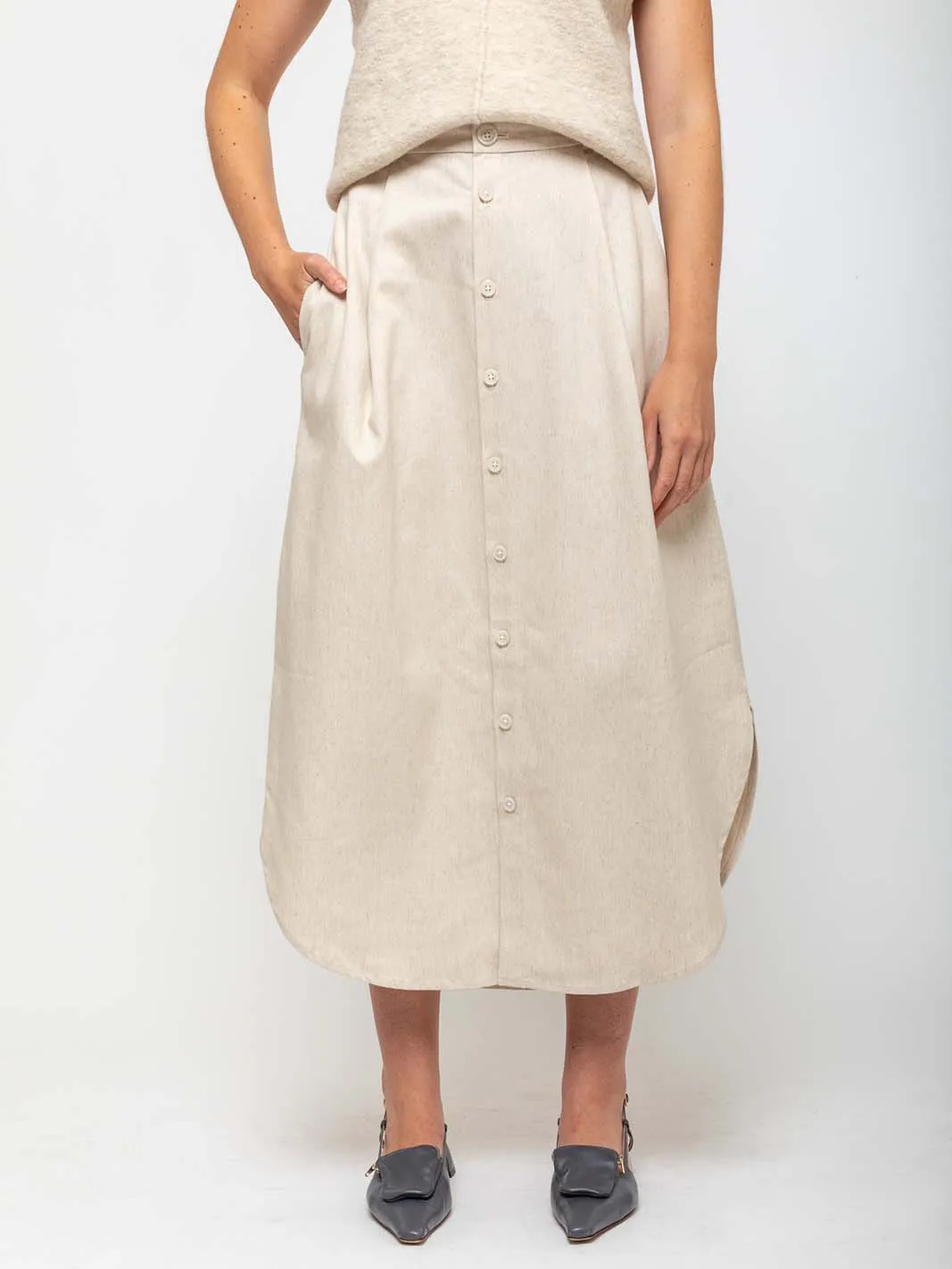 Placket Skirt - Natural