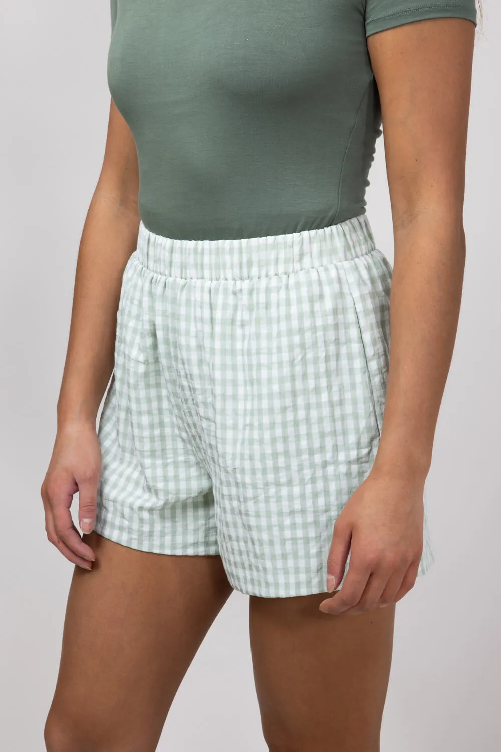 Plaid Boxer Lounge Shorts for Women in Green | PSP1142-GREEN