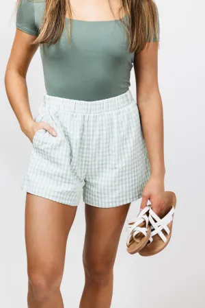 Plaid Boxer Lounge Shorts for Women in Green | PSP1142-GREEN