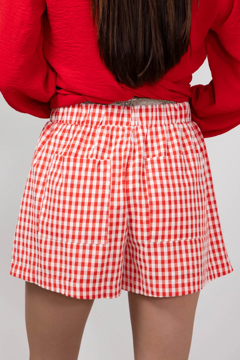 Plaid Boxer Lounge Shorts for Women in Red | PSP1142-RED
