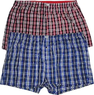 PLAID-D555 Pack of Two Woven Boxer Shorts