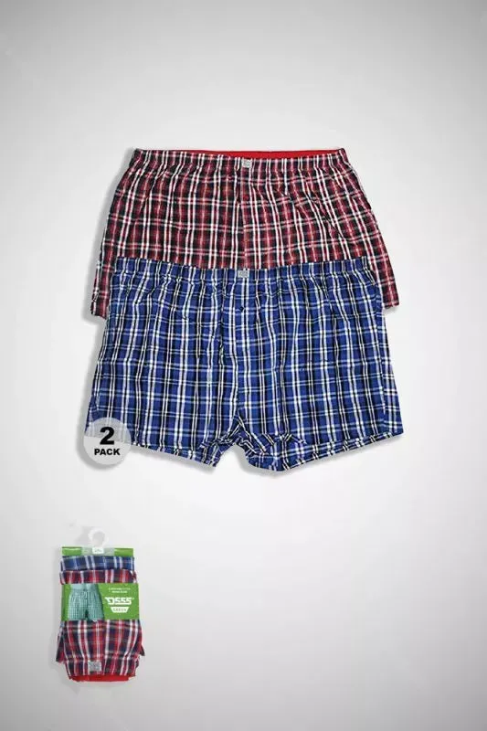 PLAID-D555 Pack of Two Woven Boxer Shorts