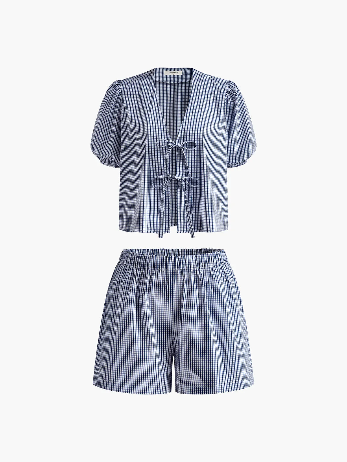 Plaid Lace Up Shorts Set