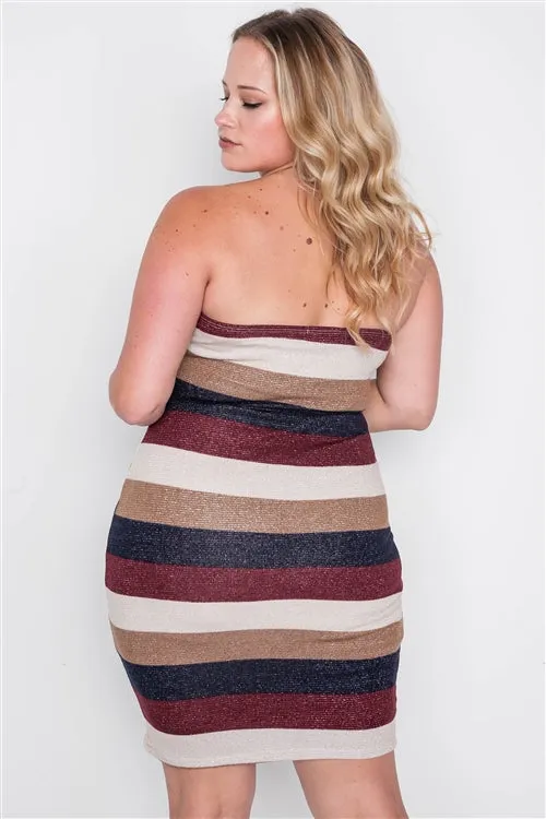 PLUS || Multi Stripe Bodycon Mini Dress