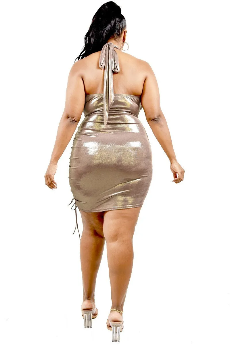 Plus Size Metallic Mini Dress