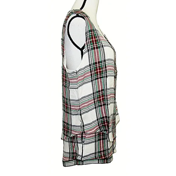 Plush Pajama Set Plaid Shorts &amp; Sleeveless Top